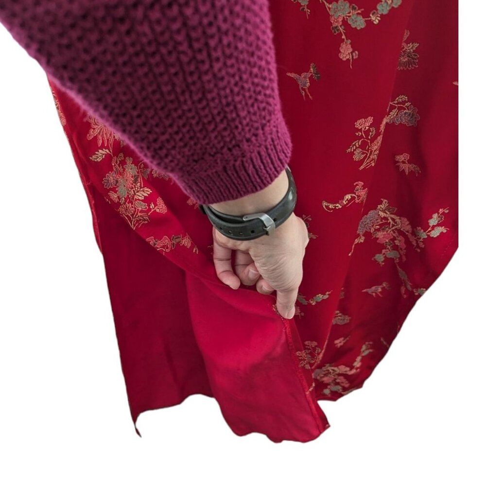 Vintage Y2K Finesse Red Chinese Oriental Asian Satin Sheath Dress QiPao Small - Picture 6 of 8